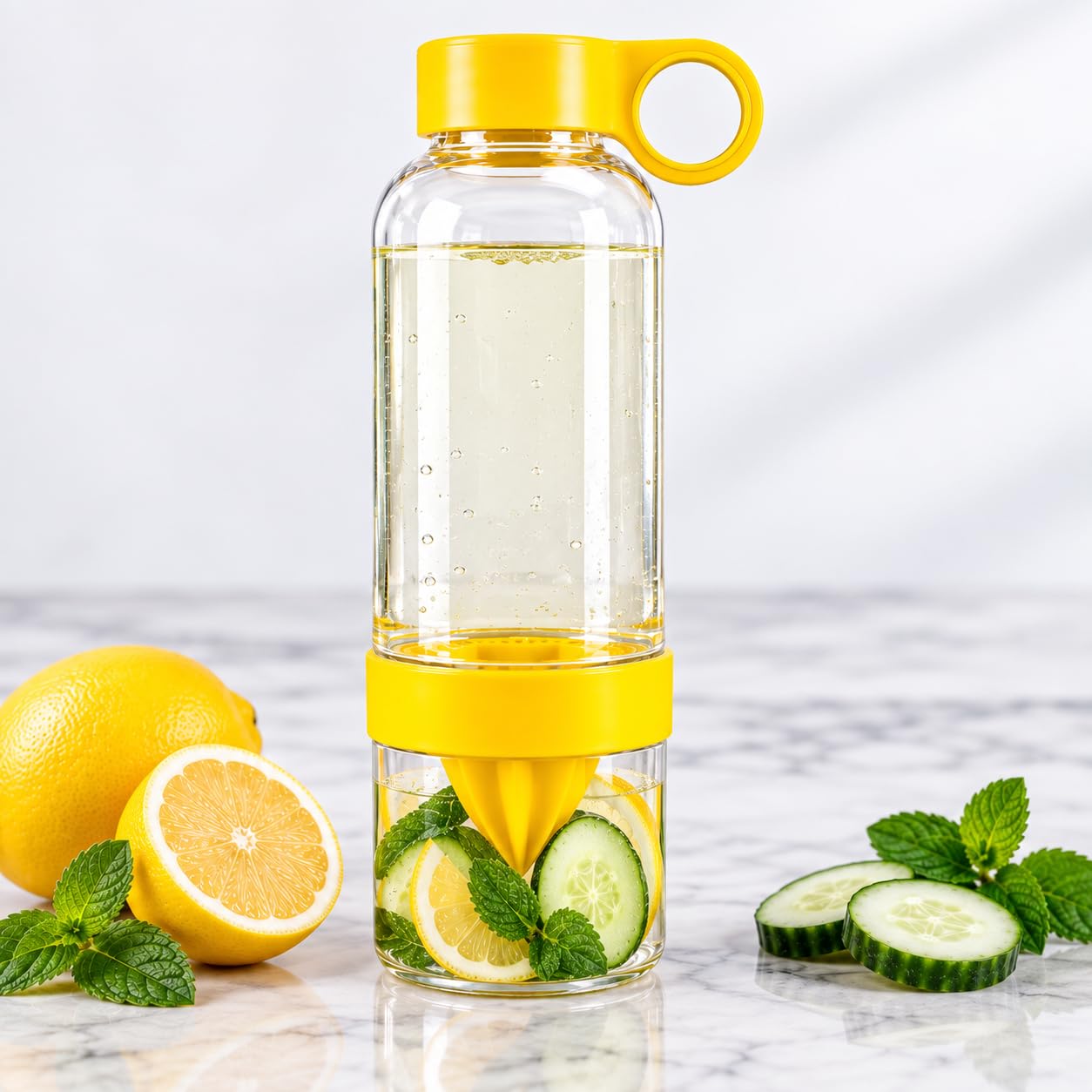 DET o２bottlesdetox Detox Water Bottle with Fruit Infuser & Citrus Juicer 500ml